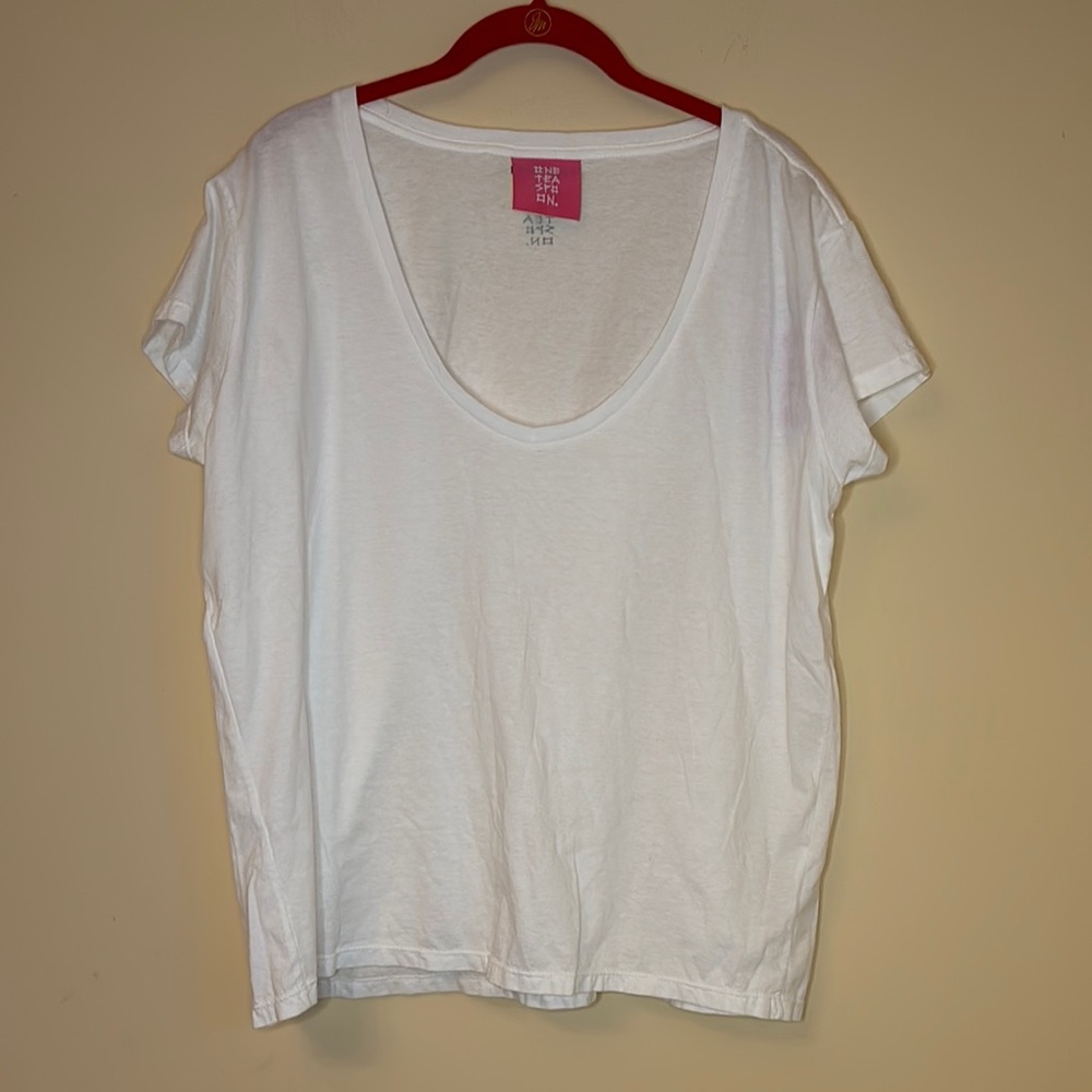 NWT One Teaspoon Organic Scoop Tee in White Size XL
